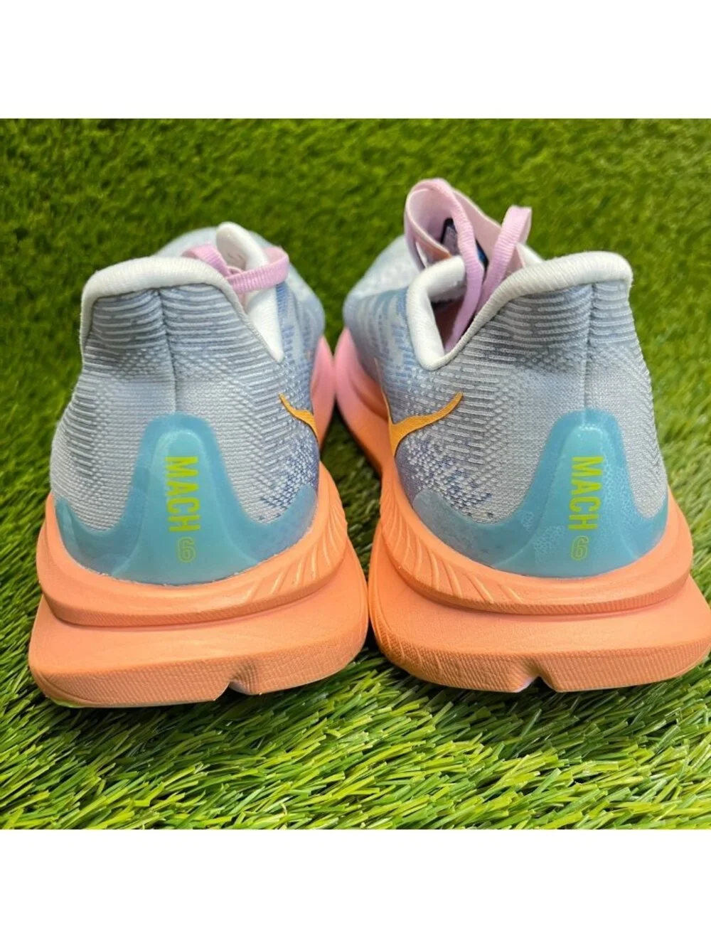 Hoka One One Mach 6 Womens Size 9.5 Blue Pink Athletic Running Shoes Sneakers